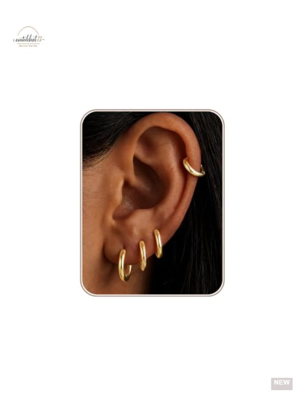 Hypoallergenic Gold Huggie Hoop Earrings Set for Women - 4 Pairs Stackable